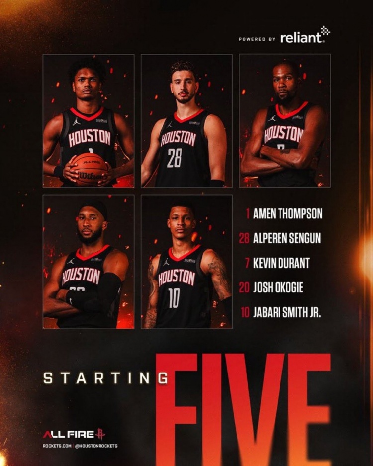 开云体育-爱德华兹缺阵！火箭VS狼首发：阿门、奥科吉、KD、小贾、申京